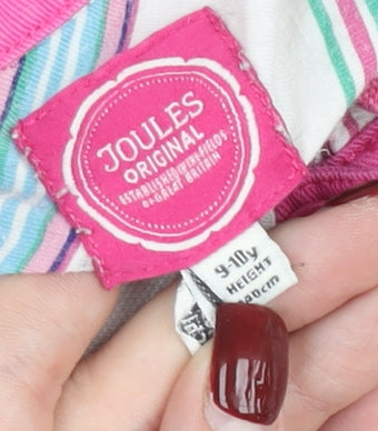 Joules Girls White Pink Floral Polo Shirt Age 3 Years Short Sleeve