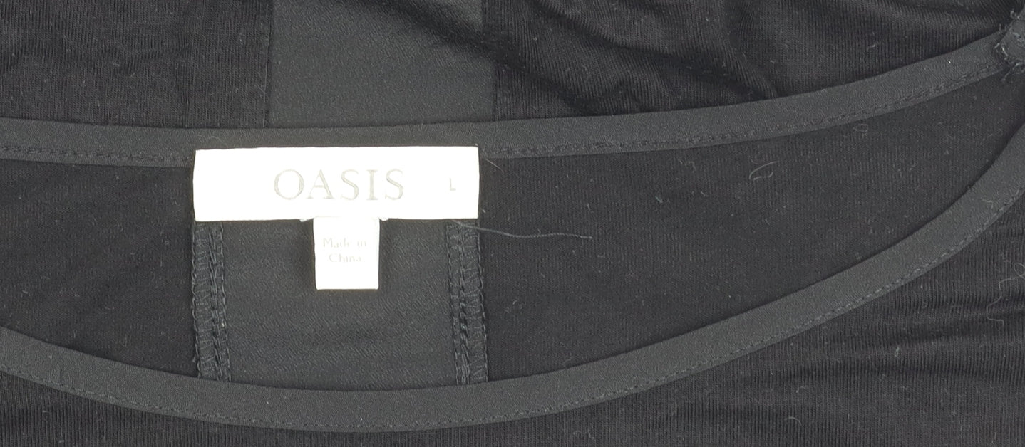Oasis Women’s Black Boat Neck Jersey T-Shirt Size L
