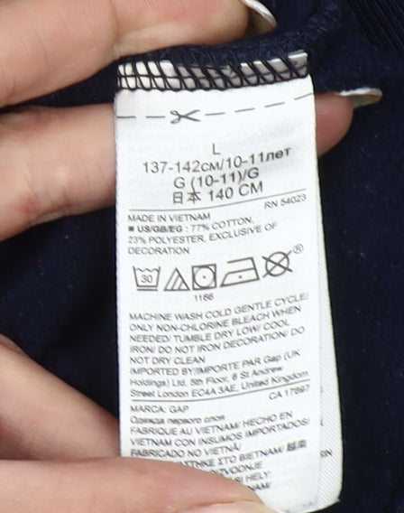 GAP Girls Blue Logo Pullover Hoodie - Size 10-11 Years Cotton Blend