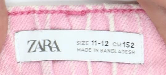 Zara Girls Pink Cut-Off Denim Shorts Size 11-12 Years Distressed Summer