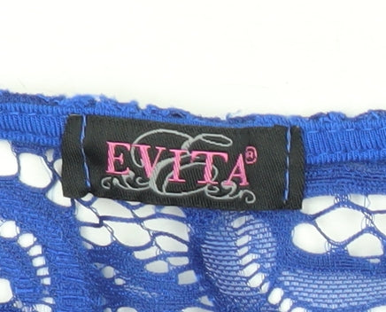 Evita Women’s Blue Lace Skater Dress Size 14 Sleeveless Party
