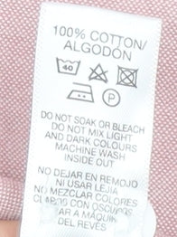 Dunnes Stores Men's Pink Cotton Long Sleeve Button Down Shirt L