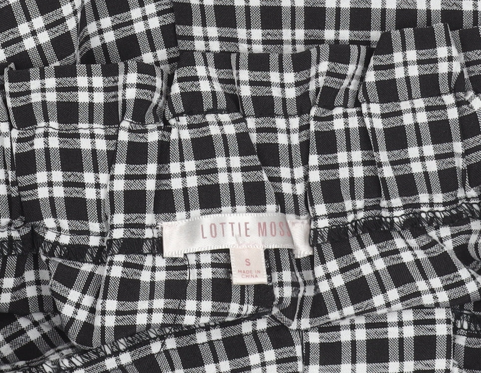 Lottie Moss Womens Black Check Casual Shorts Size S Polyester Blend