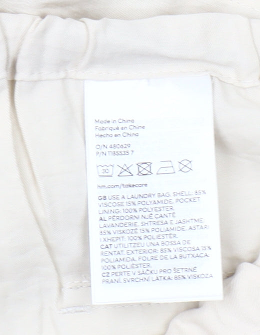 H&M Women’s Beige Cargo Shorts Size M Viscose Blend Drawstring Stretch