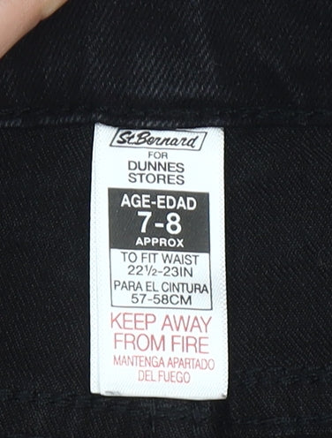 St. Bernard Girls Black Skinny Jeans 7-8 Years Mid Rise Stretch Denim