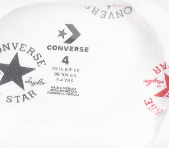 Converse Boys White All Star Logo T-Shirt 3-4 Years Short Sleeve Cotton