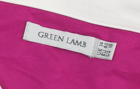 Green Lamb Womens White Collared Sleeveless Polo Top Size 14