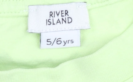 River Island Girls Green Cropped Graphic T-Shirt 5-6 Years