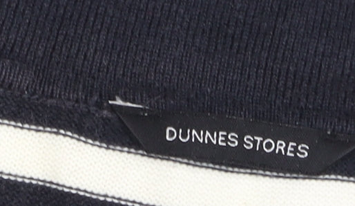 Dunnes Stores Women's Black & White Striped Polo Top Size 14-16