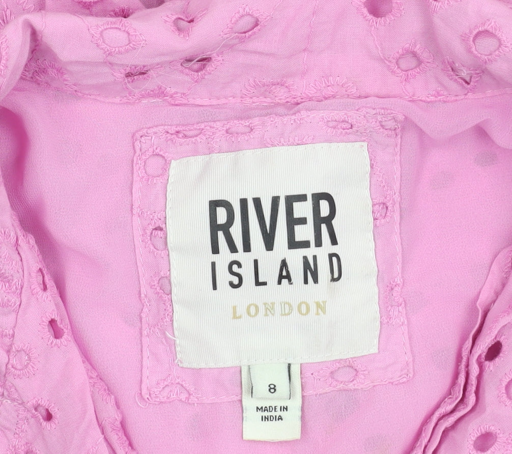 River Island Women Pink Size 8 Broderie Anglaise Playsuit