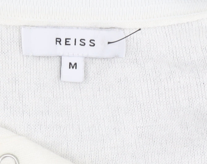 Reiss Men's Multicoloured Cotton Silk Short Sleeve Polo M