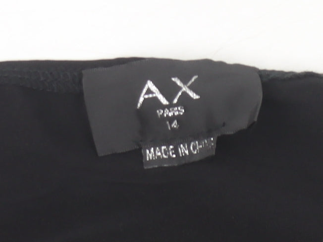 AX Paris Women Black Size 14 Bodysuit Spaghetti Strap Stretch One-Piece