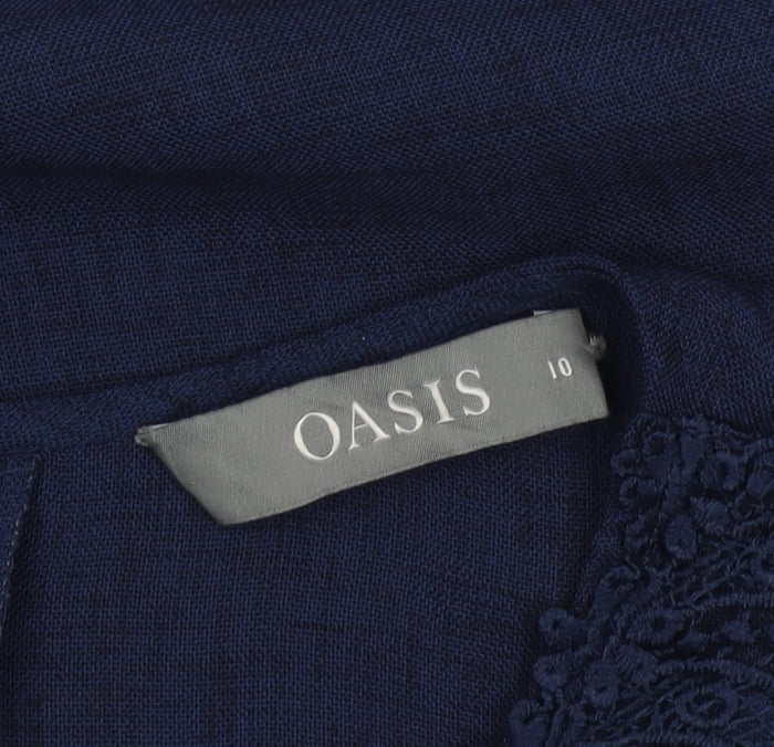 Oasis Womens Blue Cotton Sleeveless Tunic Blouse Size 10