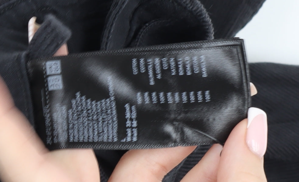 Uniqlo Men's Black Corduroy Shorts 30in Waist Elastic Waist Casual Style