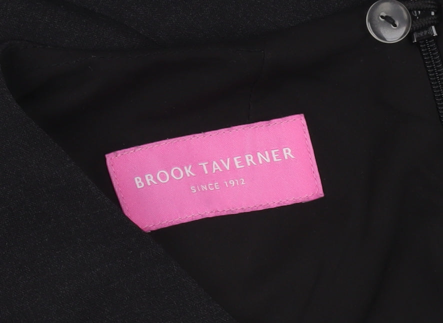 Brook Taverner Women’s Black Wool Blend Sheath Dress Size 10 Short Sleeve Workwear