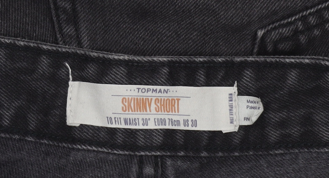 Topman Men's Black Skinny Denim Shorts Size 30 Slim Fit