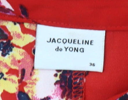 Jacqueline de Yong Women’s Red Floral Midi Shirt Dress Size 8