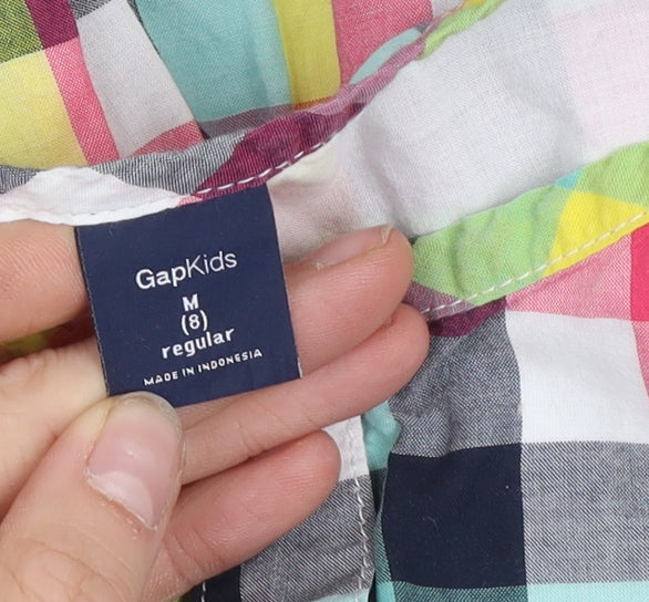 GapKids Girls Multicoloured Check Cotton Sleeveless Skater Dress M (8 Years)