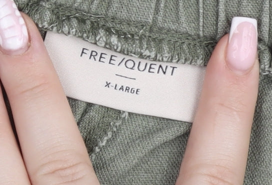 FREE/QUENT Womens Green XL Relaxed Linen Blend Trousers