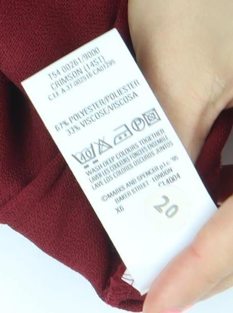 Marks and Spencer Women’s Red Pleated Stretch Trousers Size 14