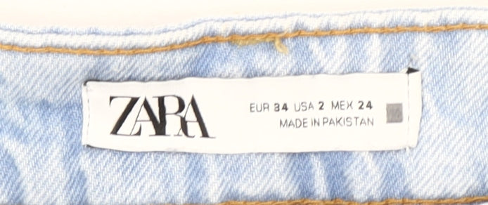 Zara Women Blue High Rise Mom Jeans Size 6 Light Wash Denim