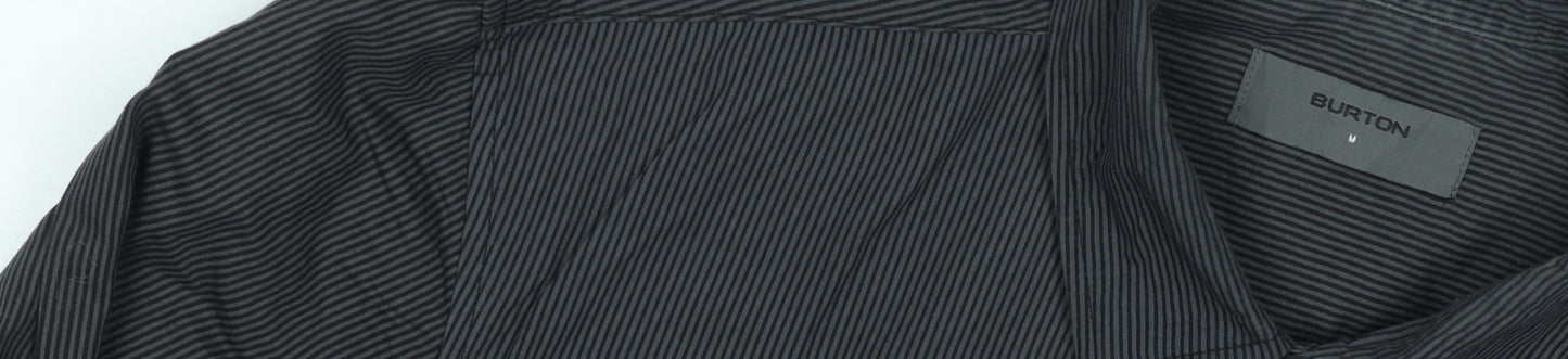 Burton Men's Black Striped Long Sleeve Button-Up Shirt Size M