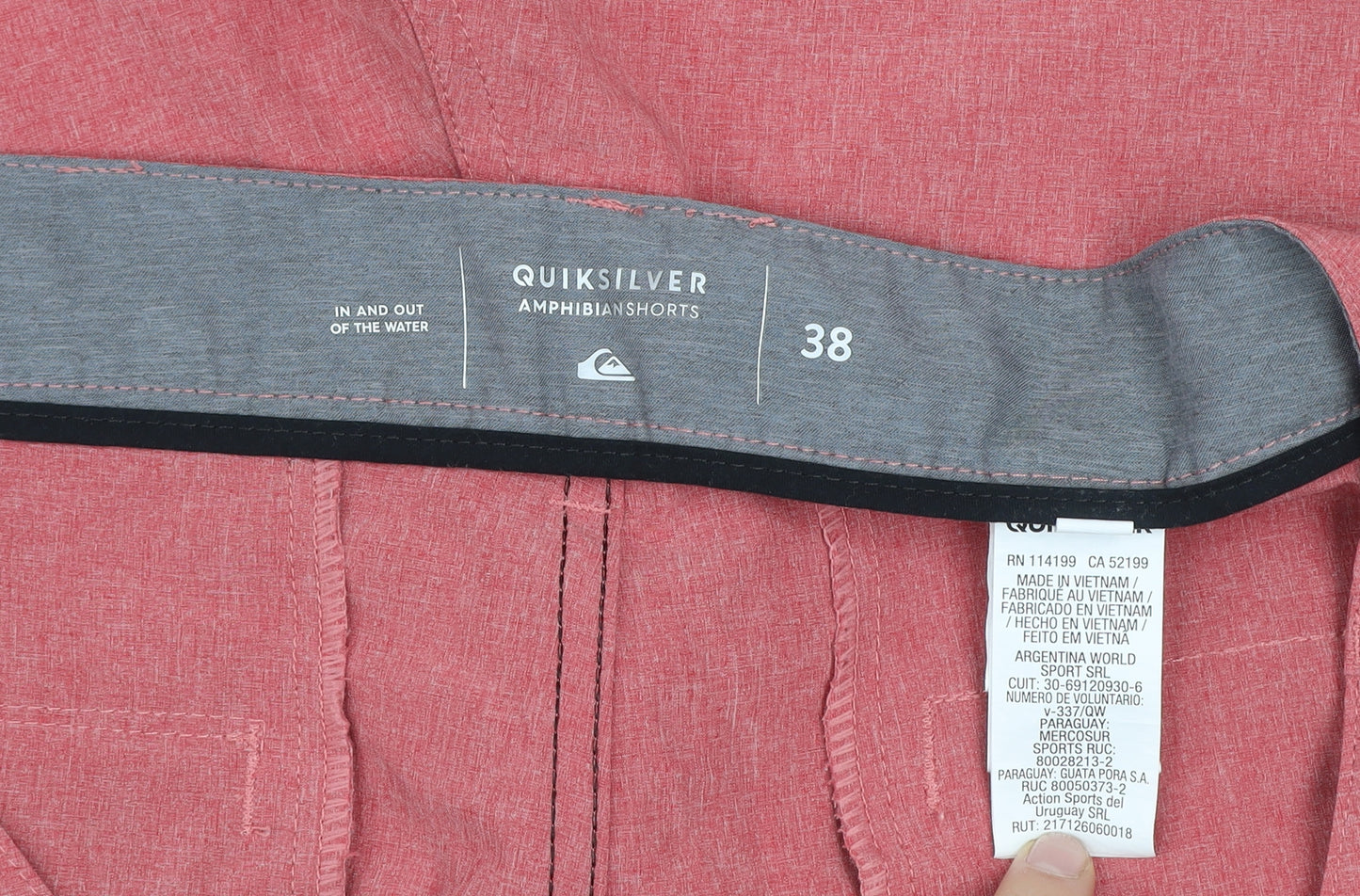 Quiksilver Men's Red Amphibian Chino Shorts Size 38 Regular Fit