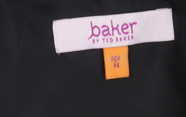 Ted Baker Girls Black Floral Bird Print Belted Jumpsuit Age 14