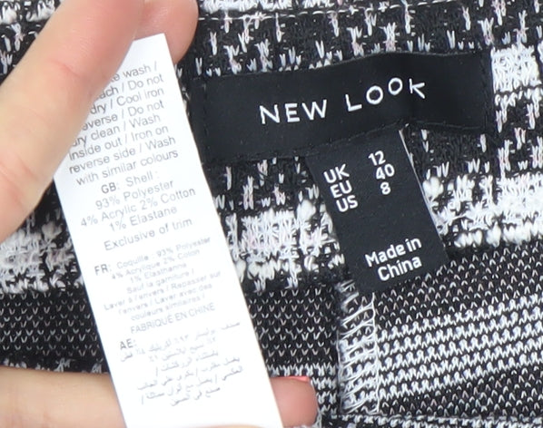 New Look Women’s Black Check A-Line Tweed Skirt Size 12