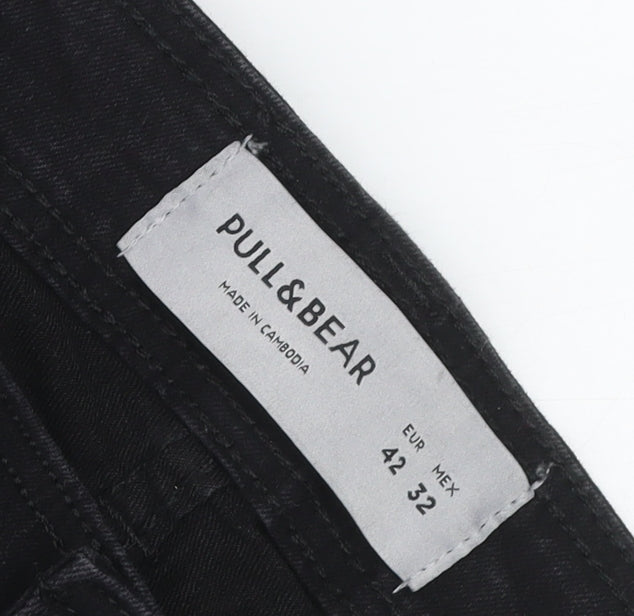 Pull & Bear Men's Black Skinny Jeans 32W 32L Stretch Denim