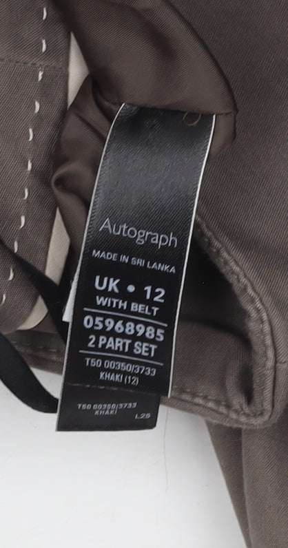 Marks and Spencer Women Brown Size 12 Pencil Skirt Cotton Blend