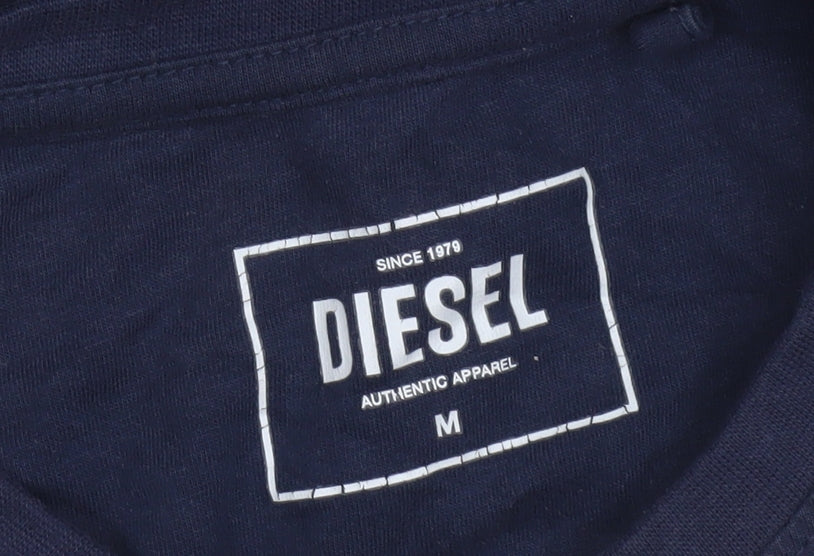 Diesel Mens Navy Blue Crew Neck Cotton Short Sleeve T-Shirt M