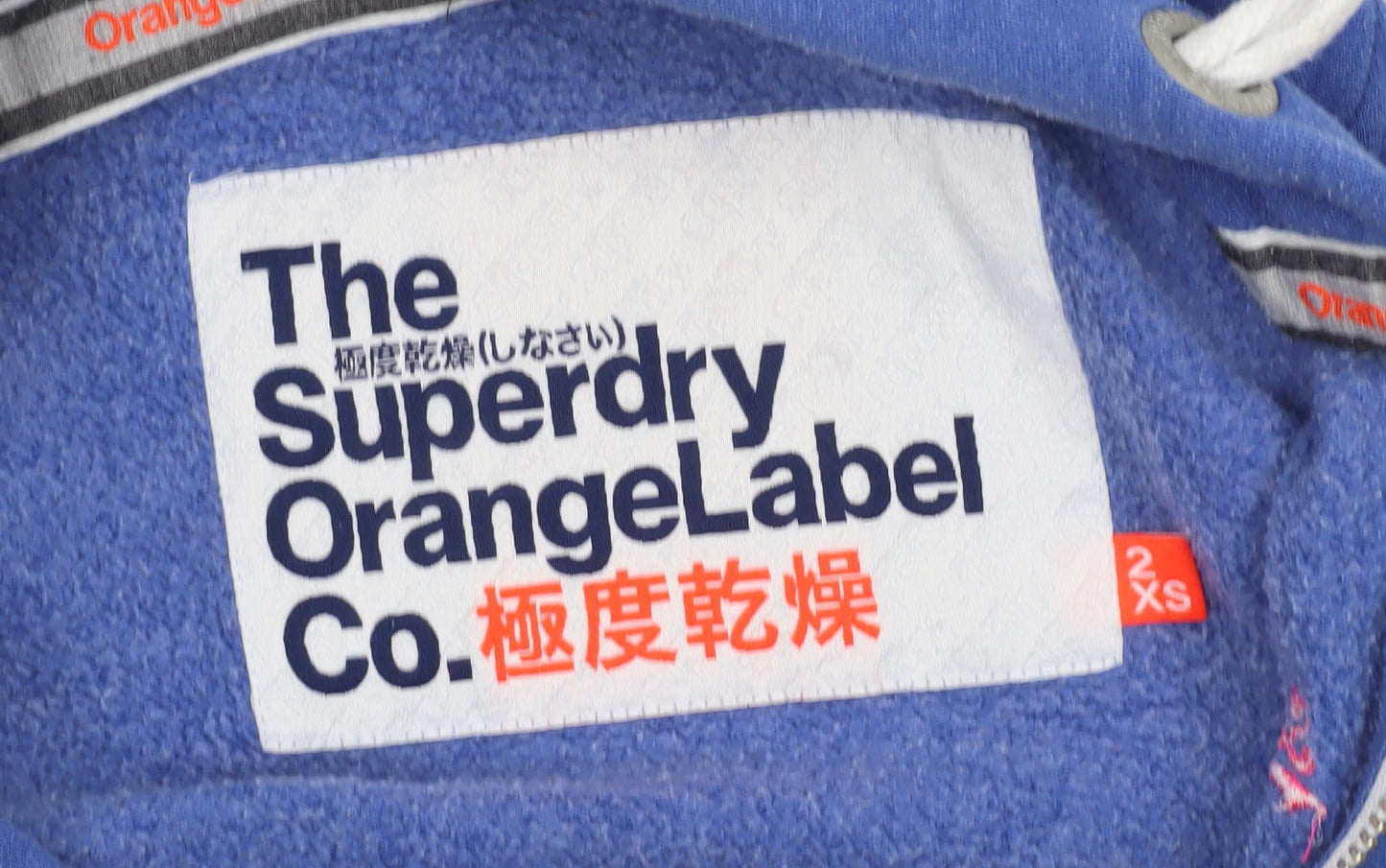 Superdry Women Blue Full Zip Hoodie 2XS Orange Label Cotton Blend