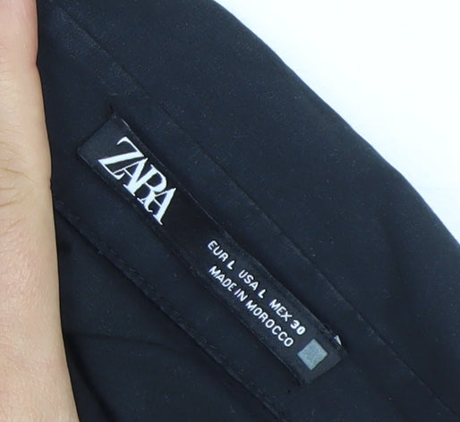 Zara Women's Black Collared Belted Jumpsuit Size 12