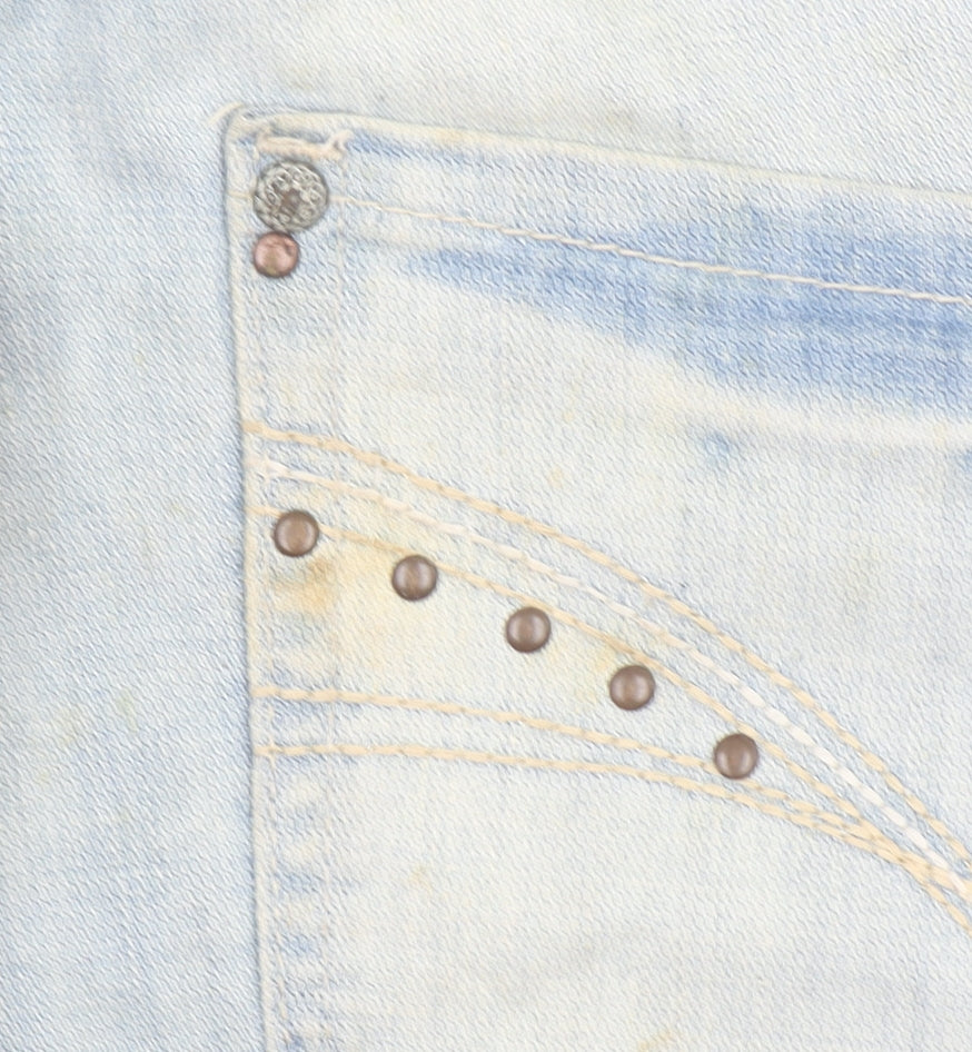 YES MISS Women's Blue Distressed Bermuda Denim Shorts Size 14