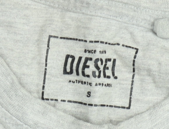 Diesel Men's Grey Crew Neck Short Sleeve Cotton T-Shirt Small