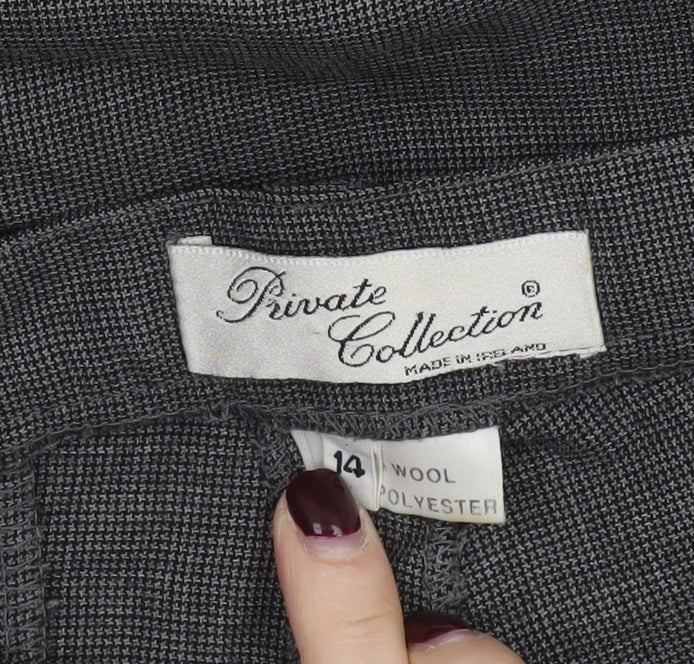 Private Collection Women's Grey Wool Blend Straight Leg Trousers Size 14