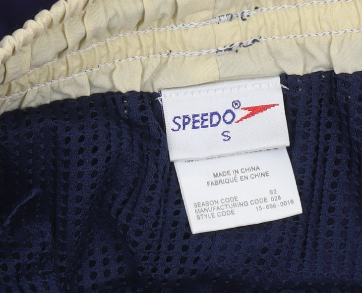 Speedo Men's Navy Beige Swim Shorts Size S Quick Dry Lined
