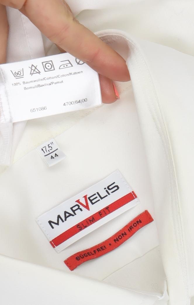 Marvelis Men's White Slim Fit Non-Iron Cotton Dress Shirt 17.5in