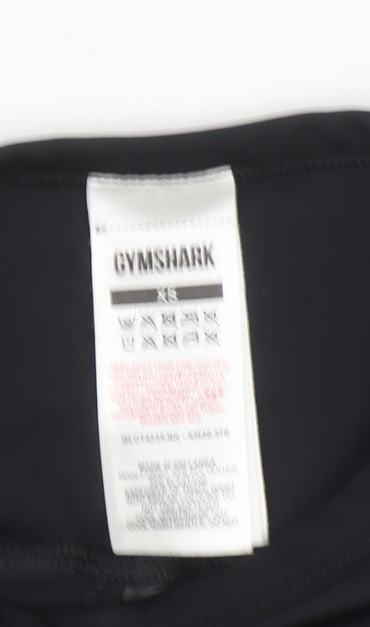 Gymshark Women Black XS Cropped 3/4 Sleeve Gym Training Top