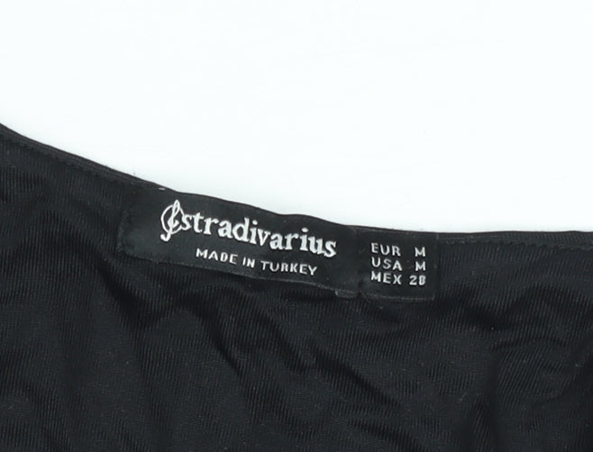 Stradivarius Women Black Bodysuit Size 12 Sleeveless Scoop Neck