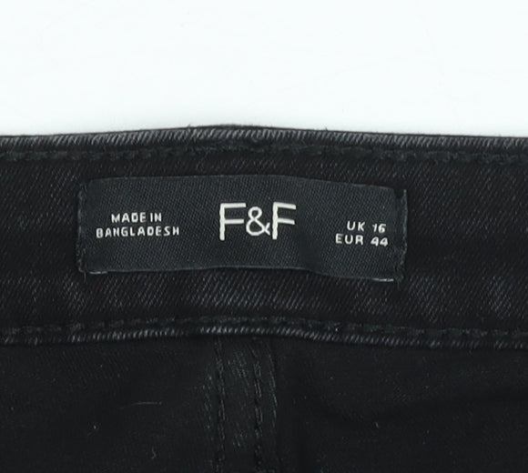 F&F Black Slim Fit Stretch Denim Skinny Jeans Men’s UK 16