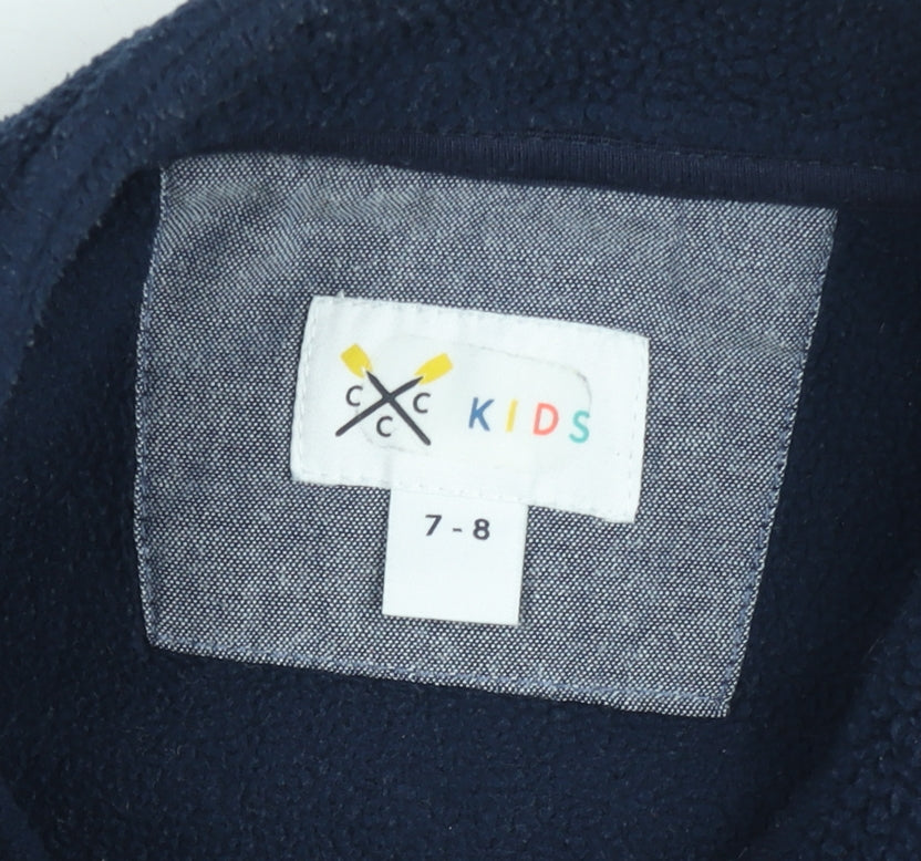 Crew Clothing Kids Boys Navy Fleece Jumper 7-8 Years Half Zip Warm Pullover