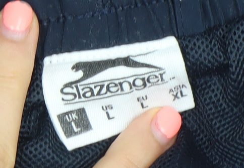 Slazenger Men's Navy Blue Athletic Shorts Size L Elastic Waist