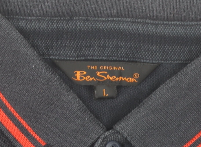 Ben Sherman Men's Blue Polo Shirt L Regular Fit Cotton