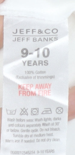Jeff Banks Girls White 9-10 Years Cotton Ruffle Sleeve Camisole Top