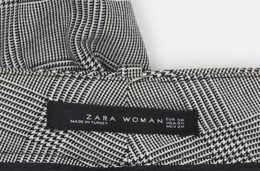 Zara Women Grey Check Slim Tapered Trousers Size 8