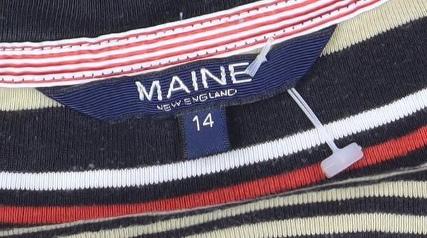 Maine New England Women's Multicoloured Striped V-Neck 3/4 Sleeve Top Size 14