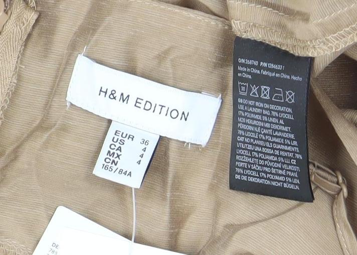 H&M Edition Women Beige Beaded Slip Midi Dress Size 8 Summer Party