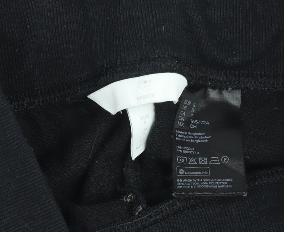 H&M Women Black Biker Shorts Size S Cotton Blend High Waist